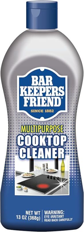 Photo 1 of BAR KEEPERS FRIEND Multipurpose Cooktop Cleaner (13 oz) - Liquid Stovetop Cleanser - Safe for Use on Glass Ceramic Cooking Surfaces, Copper, Brass, Chrome, and Stainless Steel and Porcelain Sinks'] DAMAGED PKG

