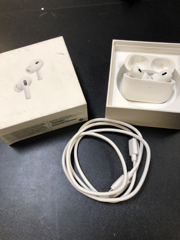 Photo 2 of Apple AirPods Pro (2nd Generation) Wireless Ear Buds with USB-C Charging, Up to 2X More Active Noise Cancelling Bluetooth Headphones, Transparency Mode, Adaptive Audio, Personalized Spatial Audio