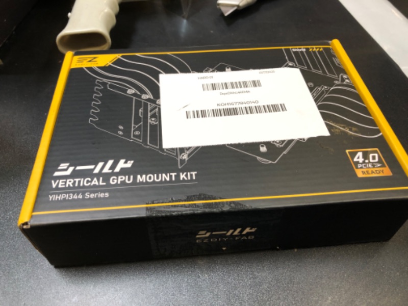 Photo 1 of EZDIY-FAB Vertical GPU Mount with High-Speed PCIE 4.0 Riser Cable, Shield Series, 115mm/4.52in Flexible Extension, 90 Degree Connector, Only Compatible to Full-Opened PCIe Slots-White-YIHPI344-1