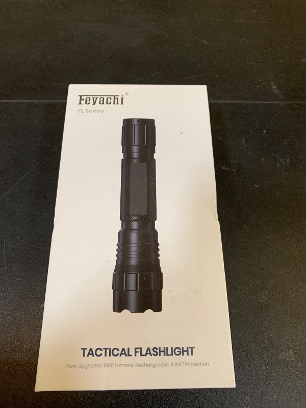 Photo 2 of Feyachi 1500 Lumen LED Tactical Flashlight IPX7 Rating Rechargeable 4 Modes Weapon Light Picatinny Rail Flashlight Included with Pressure Switch