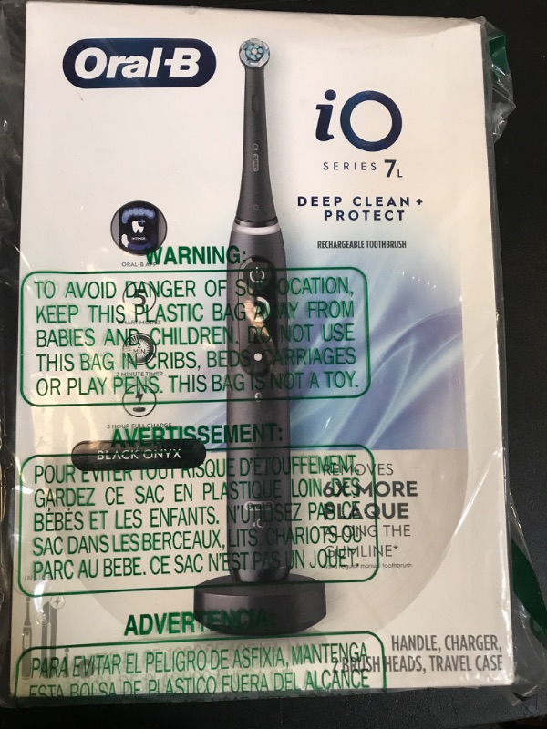 Photo 3 of Oral-B iO Deep Clean + Protect Rechargeable Electric Toothbrush, Black with a iO Series 7 Toothbrush, 2 Replacement Brush Heads, and a Charging Travel Case