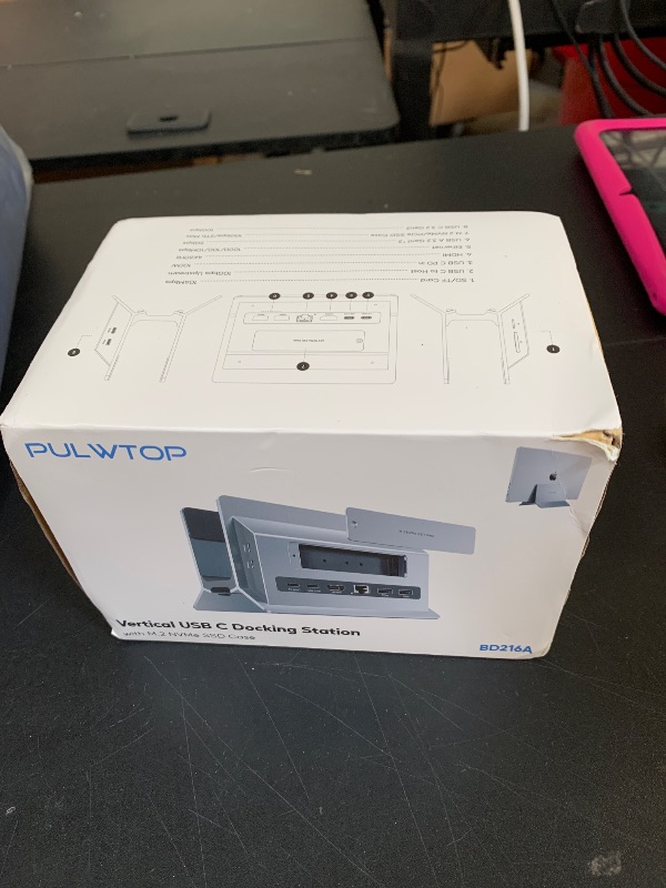 View 2 of Vertical MacBook Docking Station, PULWTOP Docking Station for Mac Mini with M.2 NVMe case for MacBook Pro/Air, 4K@60Hz HDMI, 2USB C 10Gbps, SD/TF, 100W PD, RJ45, 2 USB A for Windows Laptops