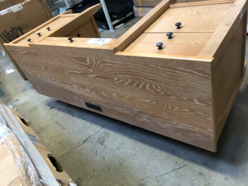 Photo 2 of Martin Furniture Modern Wood Credenza, Wood Office Desk, Writing Table, Storage Desk, Fully Assembled Light Brown