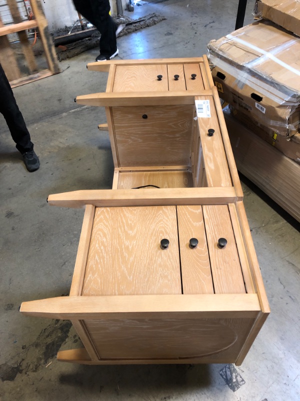 Photo 4 of Martin Furniture Modern Wood Credenza, Wood Office Desk, Writing Table, Storage Desk, Fully Assembled Light Brown