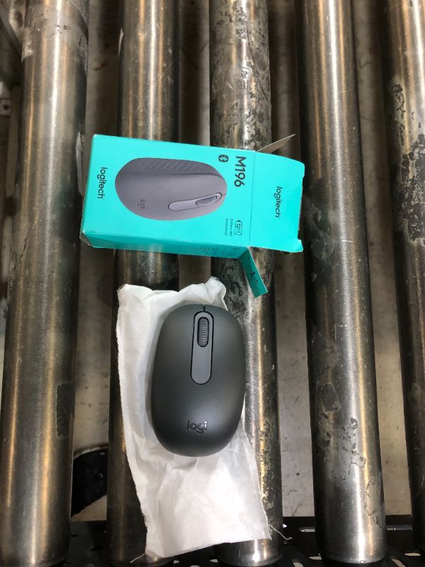 Photo 1 of Logitech M196 Bluetooth Wireless Mouse, Compact and Portable Mouse for Laptops, Tablets and More, 12-Month Battery, Smooth Tracking, Compatible with PC and Mac, Windows and macOS - Graphite