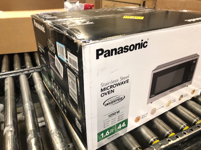 Photo 2 of Panasonic NN-SN76LS 1.6 cu.ft Cyclonic Inverter Countertop Microwave Oven 1250Watt Power with Genius Sensor Cooking, 19.44"D x 21.88"W x 11.94"H, Stainless Steel