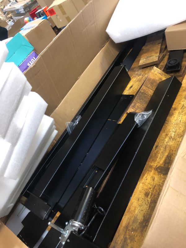 Photo 1 of ExaDesk Electric Standing Desk, 63 * 30 Inches Adjustable Height with 4 Drawers, Double Storage Shelves Stand Up Desk, Home Office Workstation Sit Stand up Desk (Rustic Brown)