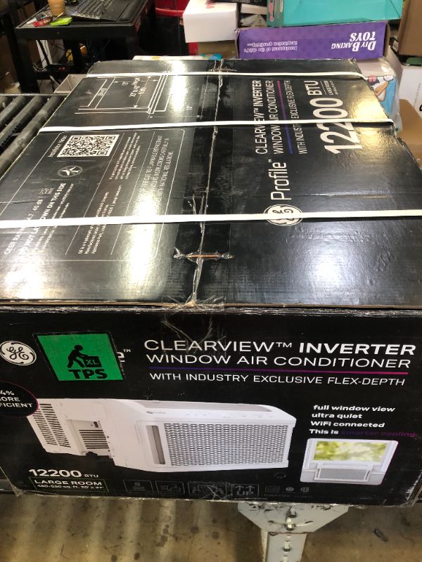 Photo 2 of GE Profile ClearView Inverter Window AirConditioner Unit, 12,200 BTU,115 Volt,U-Shaped Adjustable Depth,Energy Efficient Cooling up to 550 sq ft.,Ultra Quiet, SMART Home Capable,Includes Remote,White