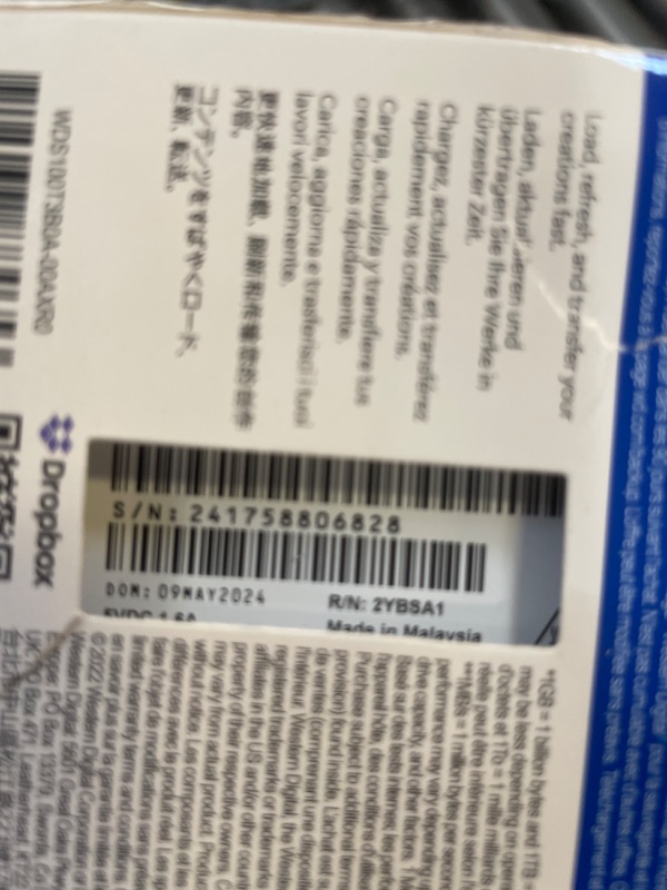 Photo 3 of Western Digital 1TB WD Blue SA510 SATA Internal Solid State Drive SSD - SATA III 6 Gb/s, 2.5"/7mm, Up to 560 MB/s - WDS100T3B0A