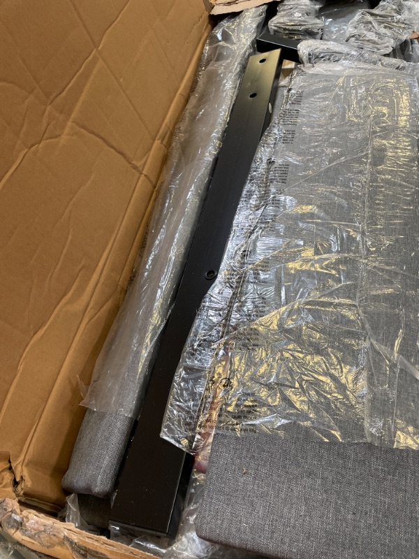 Photo 1 of Driftalia LED Queen Bed Frame with 2 Storage Drawers, Upholstered Bed Frame Queen Size with Headboard and Charging Station, No Box Spring Needed, Easy to Assembly-Light Grey