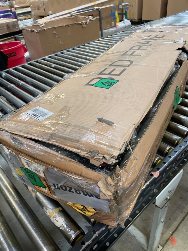 Photo 1 of Driftalia LED Queen Bed Frame with 2 Storage Drawers, Upholstered Bed Frame Queen Size with Headboard and Charging Station, No Box Spring Needed, Easy to Assembly-Light Grey