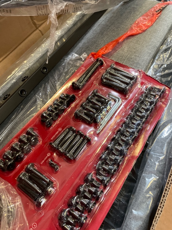 Photo 1 of Driftalia LED Queen Bed Frame with 2 Storage Drawers, Upholstered Bed Frame Queen Size with Headboard and Charging Station, No Box Spring Needed, Easy to Assembly-Light Grey