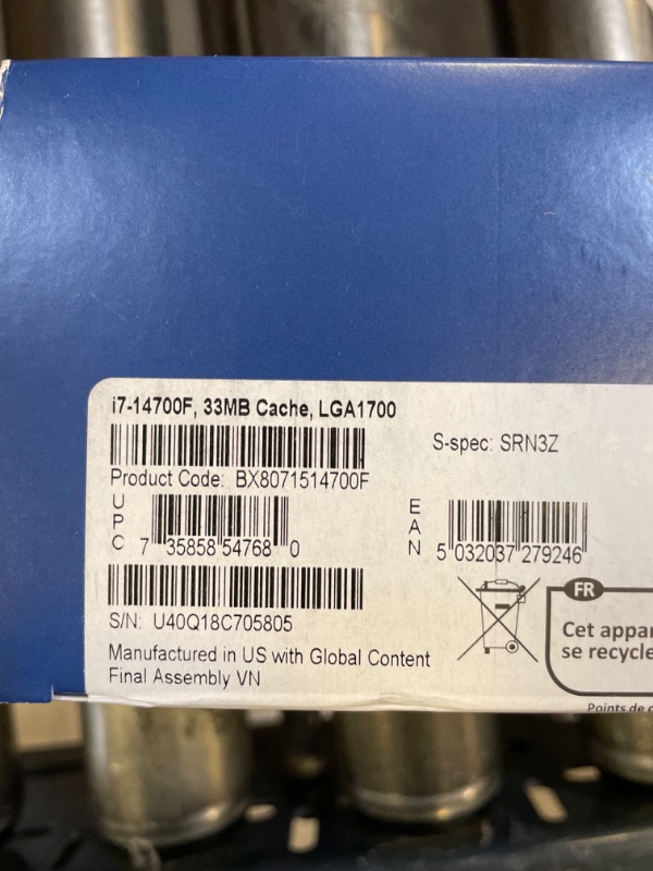 Photo 3 of Intel Core i7-14700F Desktop Processor 20 cores (8 P-cores + 12 E-cores) up to 5.4 GHz