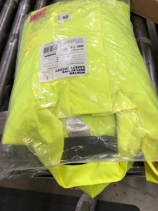 Photo 1 of toolant Reflective Waterproof Safety Jacket for Men - High Visibility, Insulated, Comfortable, Multiple Pockets - Designed for Work, Construction, and Outdoor, Yellow, L