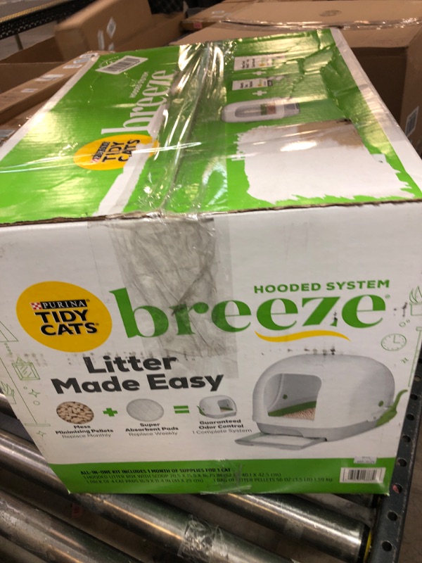 Photo 3 of Purina Tidy Cats Hooded Litter Box System, BREEZE Hooded System Starter Kit Litter Box, Pellets & Pads