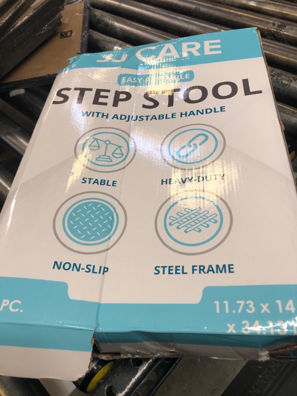 Photo 1 of JJ CARE Step Stool with Handle (300 lbs. Capacity), Adjustable Step Stools for Adults with Handrail, Non-Slip Heavy Duty Step Stool for Elderly, Steel Frame Platform and Height Adjustable Step Stool
