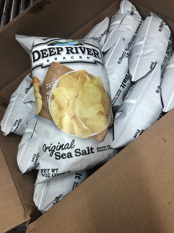 Photo 1 of Deep River Snacks Original Sea Salt Kettle Cooked Potato Chips, Non GMO, 8 Ounce (Pack of 12)