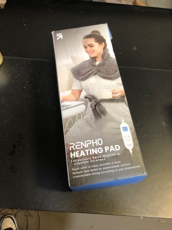 Photo 2 of RENPHO Heating Pad for Back Pain Relief, Valentines Day Gifts for Her Him, Birthday Gifts for Women Men Mom, FSA HSA Eligible, Neck and Shoulder Heat Pad, Fast Heating, 24"x33", ETL Certified, Gray