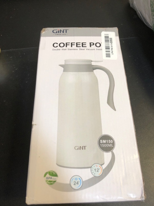 Photo 1 of GiNT 51 Oz Stainless Steel Thermal Coffee Carafe, Double Walled Vacuum Thermos, 12 Hour Heat Retention, 1.5 Liter Tea, Water, and Coffee Dispenser 