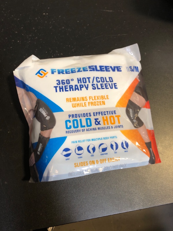 Photo 2 of FreezeSleeve Ice & Heat Therapy Sleeve- Reusable, Flexible Gel Hot/Cold Pack, 360 Coverage for Knee, Elbow, Ankle, Wrist- Black, Small/Medium