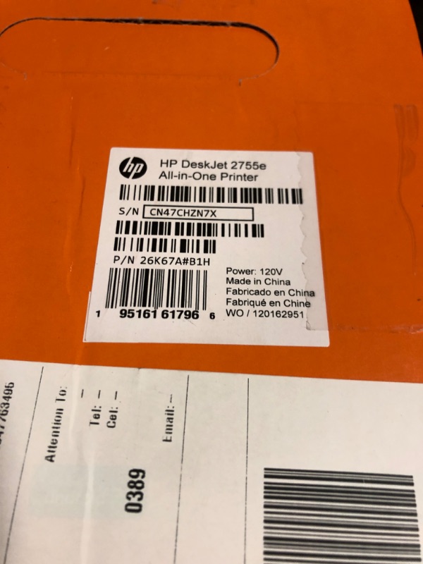 Photo 1 of HP DeskJet 2755e Wireless Color inkjet-printer, Print, scan, copy, Easy setup, Mobile printing, Best-for home, 6 months of Instant Ink included, white