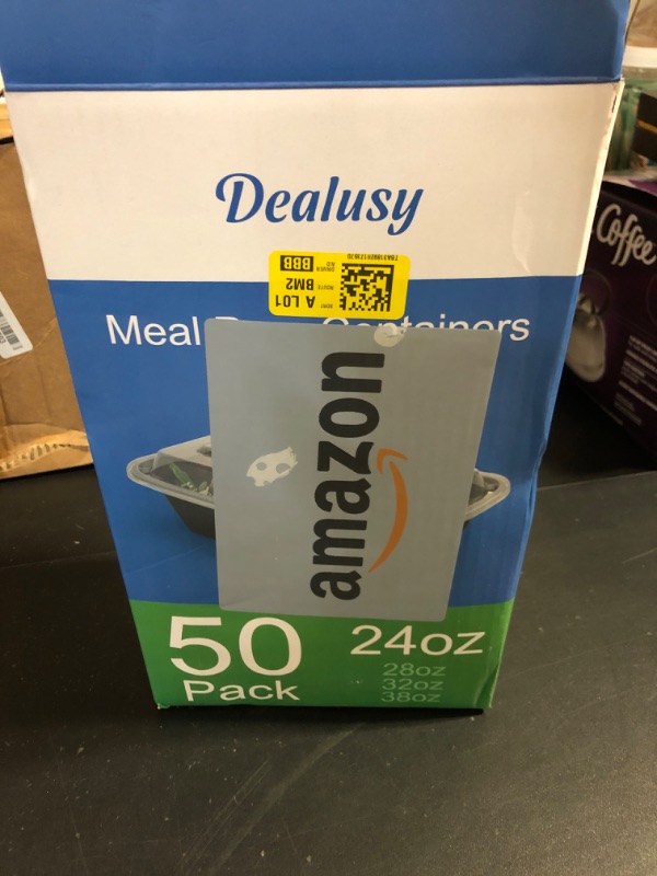 Photo 1 of Dealusy 50 Pack (100-Piece) 24 oz Meal Prep Containers Reusable with Lids, Sturdy Leakproof & Food Safe, Microwave, Freezer, Dishwasher Safe Food Prep Containers, To Go Take Out Plastic Food Storage