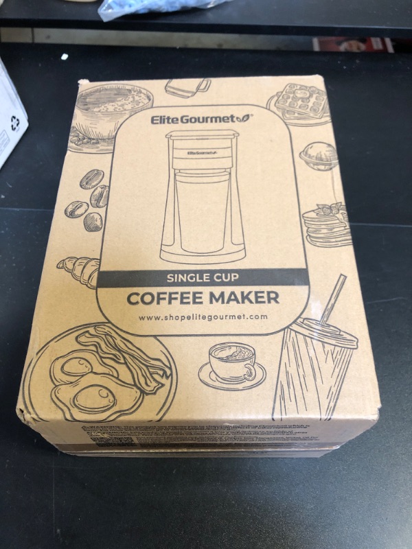 Photo 1 of Elite Gourmet EHC111A Personal Single-Serve Compact Coffee Maker Brewer Includes 14Oz. Stainless Steel Interior Thermal Travel Mug, Compatible with Coffee Grounds, Reusable Filter, Black