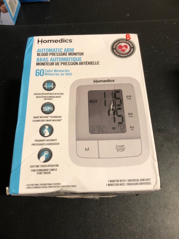 Photo 1 of HoMedics Automatic Arm Blood Pressure Monitor, Clinically Proven Accurate, Quick and Comfortable Readings, 60 Memories, One-Size Arm Cuff Fits Most, Excessive Body Motion Detector