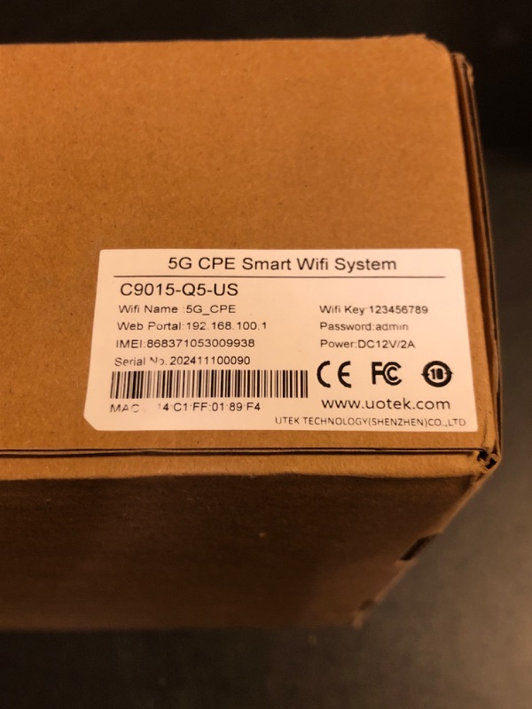 Photo 1 of UOTEK 5G SIM Card Router CPE, WiFi 6 Router 5G Modem Dual Band NSA SA with SIM Card Slot for Smarthome Office Indoor High Speeed Wireless Router