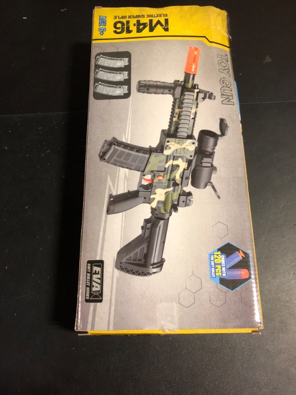 Photo 1 of Realistic Toy Foam Blaster Gun - Electric Sniper Rifle with Scope 120 Soft Bullets 3 Magazines, Automatic Dart Gun for Boy Ages 8-12 Years Old, Indoor Outdoor Gifts for Adult Kid Christmas Birthday