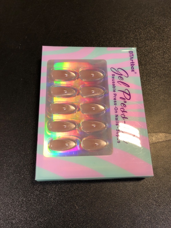 Photo 1 of BTArtbox Press On Nails Almond - Winter Cat Eye Press On Nails Medium, French Tip Soft Gel Nails for Valentines Day Gift, Fake Nail Extensions In 15 Sizes - 30 Fake Nails Kit