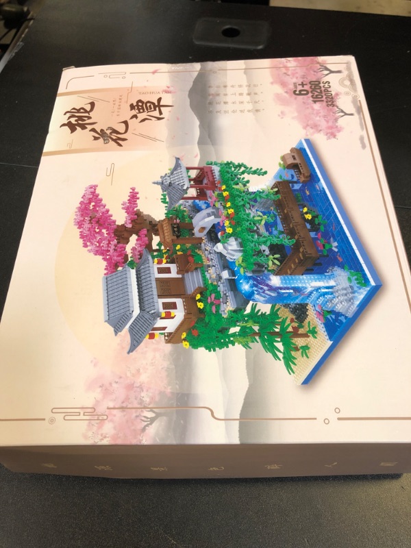Photo 1 of NEWABWN Peach Blossom Pond Micro Mini Building Blocks Set for Adults and Kids, Chinese Architecture Cherry Bonsai Gift Toys with String Lights, Japanese Sakura Tree House Micro Bricks (3320PCS)