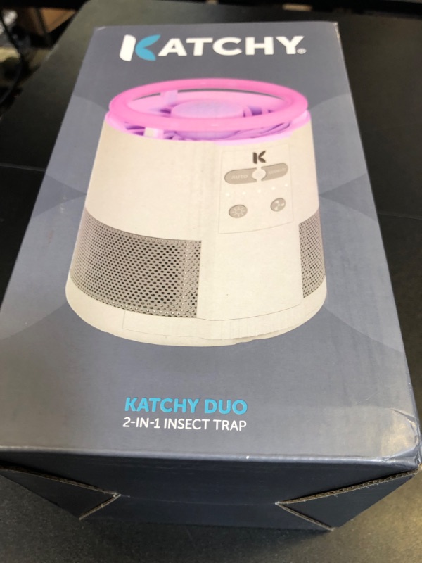 View 2 of Katchy Duo Indoor Insect Trap with Scent Pod - Fan Powered with UV Light - Fruit Fly Traps for Indoors - for Fruit Flies, Gnats, Mosquitoes, Moths (White)