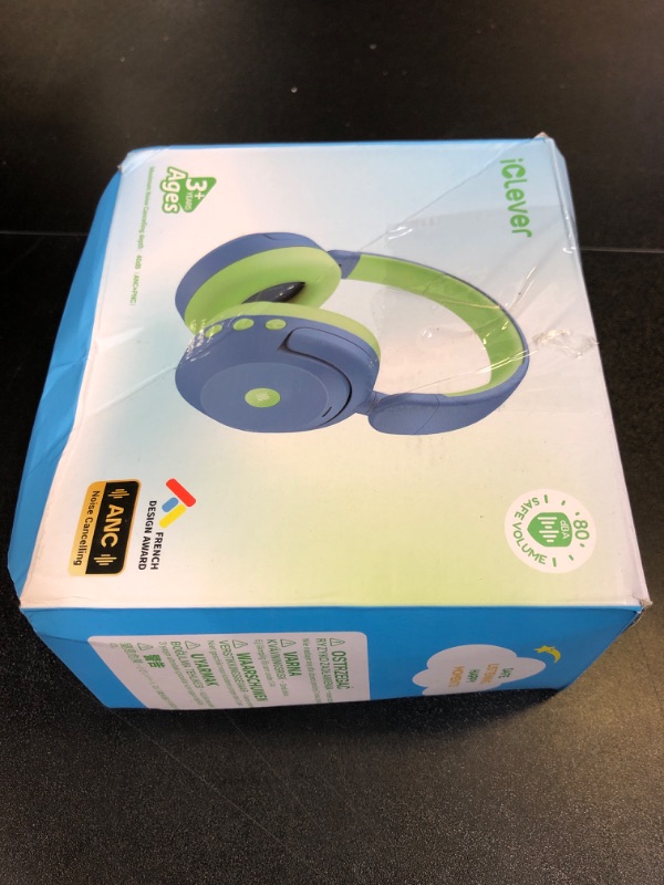 Photo 1 of iClever BTH20 Active Noise Cancelling Headphones for Kids, 60H Play Time,Type C Fast Charging, Safe Volume 80dBA, Bluetooth5.4, Award-Winning Kids Headphones Wireless for iPad Tablet Airplane, Blue