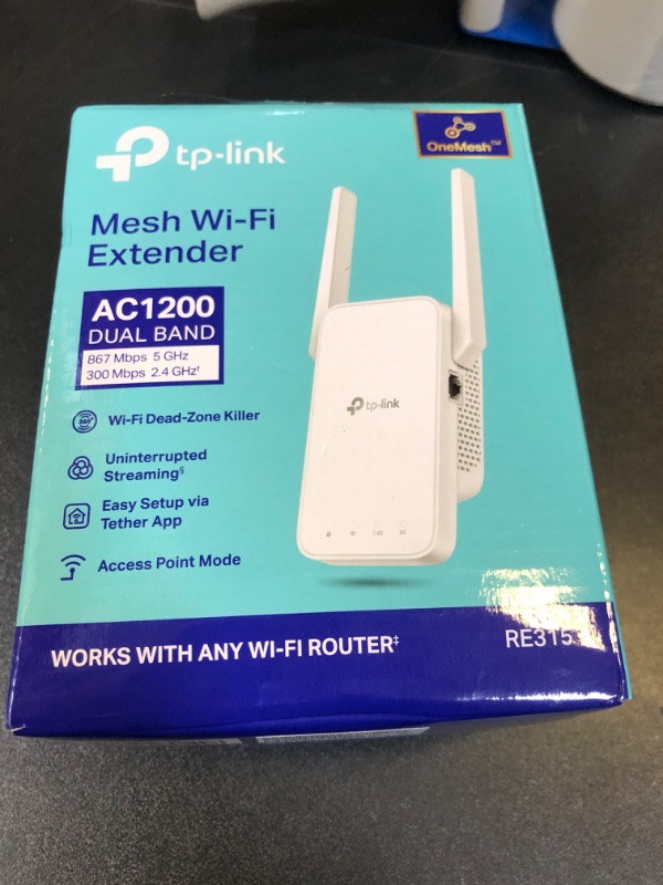 Photo 2 of TP-Link AC1200 WiFi Extender, 2024 Wirecutter Best WiFi Extender, 1.2Gbps home signal booster, Dual Band 5GHz/2.4GHz, Covers Up to 1500 Sq.ft and 30 Devices ,support Onemesh, One Ethernet Port (RE315)