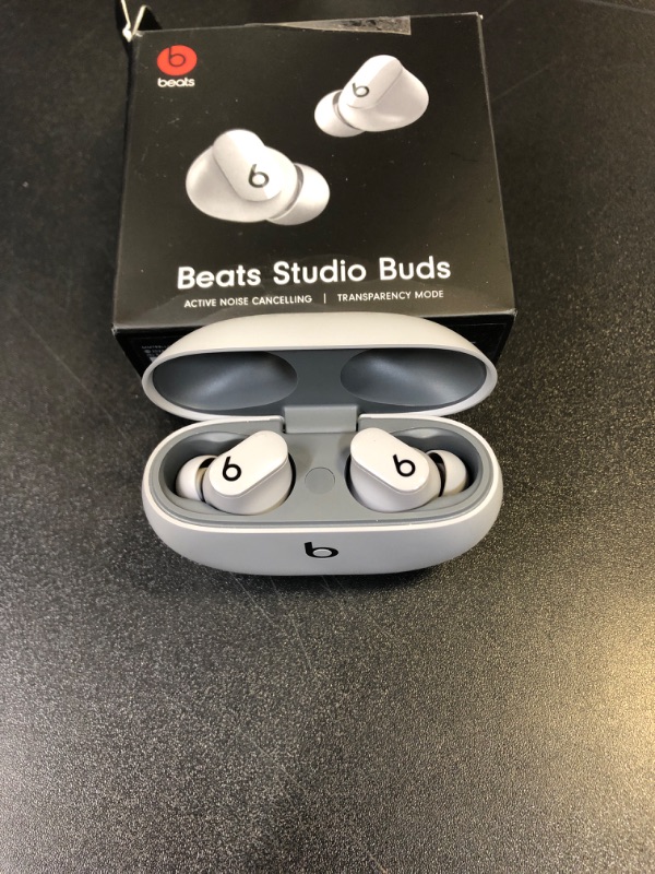 Photo 4 of Beats Studio Buds - True Wireless Noise Cancelling Earbuds - Compatible with Apple & Android, Built-in Microphone, IPX4 Rating, Sweat Resistant Earphones, Class 1 Bluetooth Headphones - Moon Gray