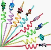 Photo 1 of Inside Out Party Favors Drinking Straws Reusable Plastic Beverages Birthday Supplies Decoration 8pcs
