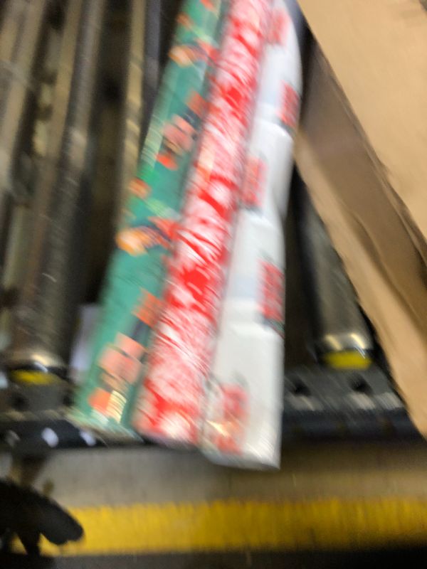 Photo 2 of Hallmark Christmas Wrapping Paper with Cutlines on Reverse (3 Rolls: 120 Sq. Ft. Total) Winter City Scene, Rustic Snowflakes on Red, Nutcrackers with Foliage