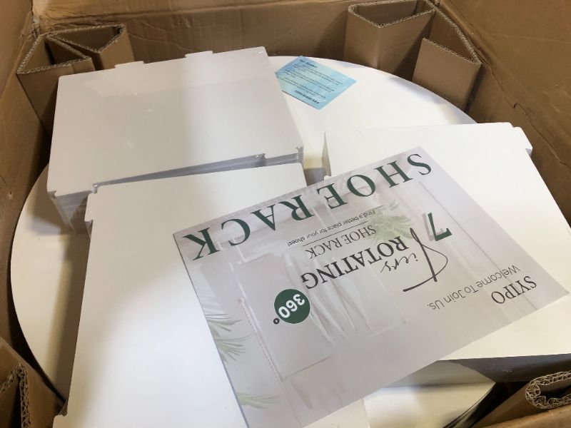 Photo 1 of SYIPO Rotating Shoe Rack Tower 7 Tier, New Upgrade 360 Circular Shoe Rack Rotating - Easily Install Rotating Shoe Rack Display, Vertical Handbag White Rotating Shoe Rack Tower | 3 Big Compartments Per