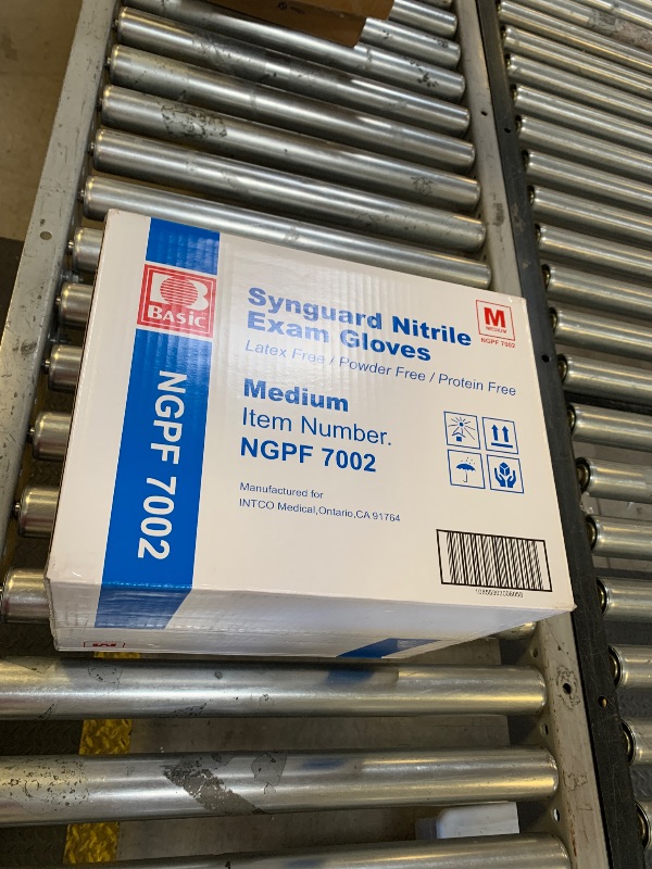 Photo 1 of Basic Medical Blue Nitrile Exam Gloves - Latex-Free & Powder-Free - NGPF-7002 (Case of 1,000), Medium