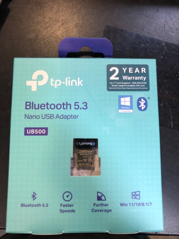 View 2 of TP-Link USB Bluetooth Adapter for PC, Bluetooth 5.0/5.3 Dongle Receiver, Plug and Play, Nano Design, EDR & BLE, Supports Windows 11/10/8.1/7 for Desktop, Laptop, PS5/PS4/Xbox Controller (UB500)