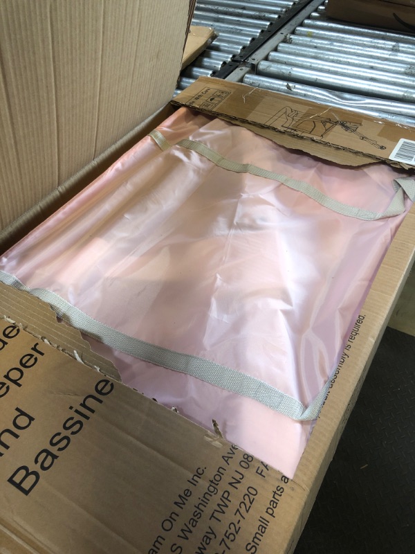 Photo 2 of Dream On Me Skylar Bassinet and Beside Sleeper in Pink, Lightweight and Portable Baby Bassinet, Five Position Adjustable Height, Easy to Fold and Carry Travel Bassinet, JPMA Certified