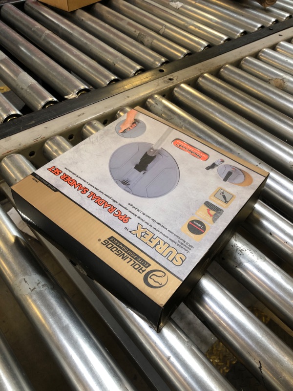 Photo 1 of ROLLINGDOG 9 Inch Drywall Sander - Radial Sander With 6PC Sandpaper,Rubber Handle and Female Threaded for Wood,Drywall,Metal Cleaning and Polishing(Hook&Loop)