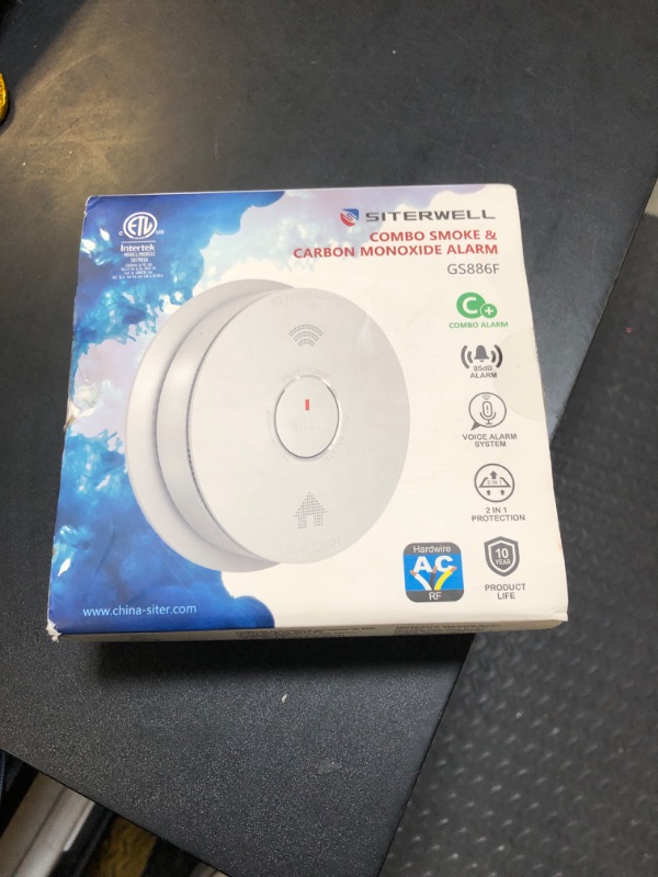 Photo 2 of SITERWELL Hardwired Interconnected Smoke Detector Carbon Monoxide Detector Combo with 2 AA Batteries Back Up, 2 in 1 Smoke and CO Detector with Voice Alert, Smoke and CO Alarm with Self-Check, 1 Pack