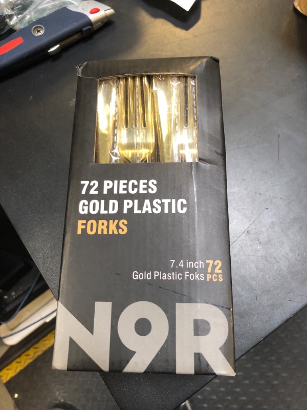 Photo 2 of N9R 72Pcs Gold Plastic Forks, Solid, Durable and Heavy Duty Plastic Forks, Perfect Utensils for Parties, Thanksgiving, Christmas and Daily Use