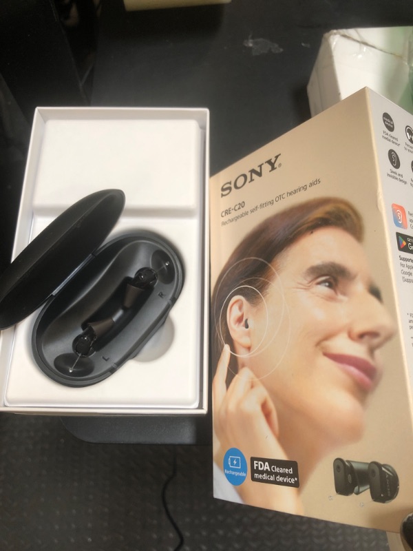 Photo 2 of Sony CRE-C20 Self-Fitting OTC Hearing Aids for Mild to Moderate Hearing Loss, Prescription-Grade Sound Quality, Compact Virtually Invisible Design, Customizable App, and Rechargeable Battery