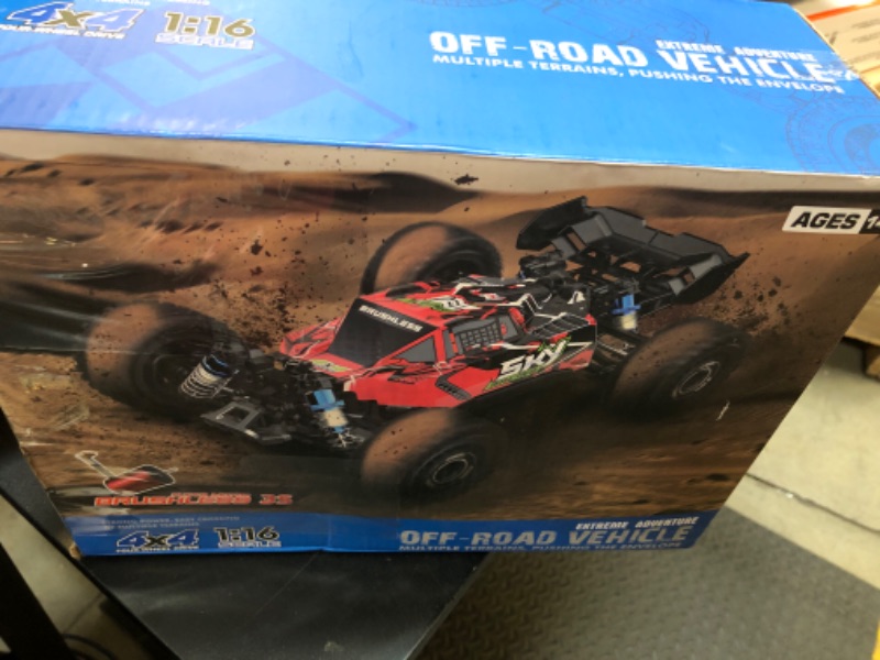 Photo 2 of ITEFDTUTNE 1:16 Brushless Remote Control Cars, 62mph Off-Road All Terrain Electric RC Truck, 4WD RC Truck with 2.4 GHz Remote Control and 2 3S Lipo Batteries for Kids Adults Boys Gifts