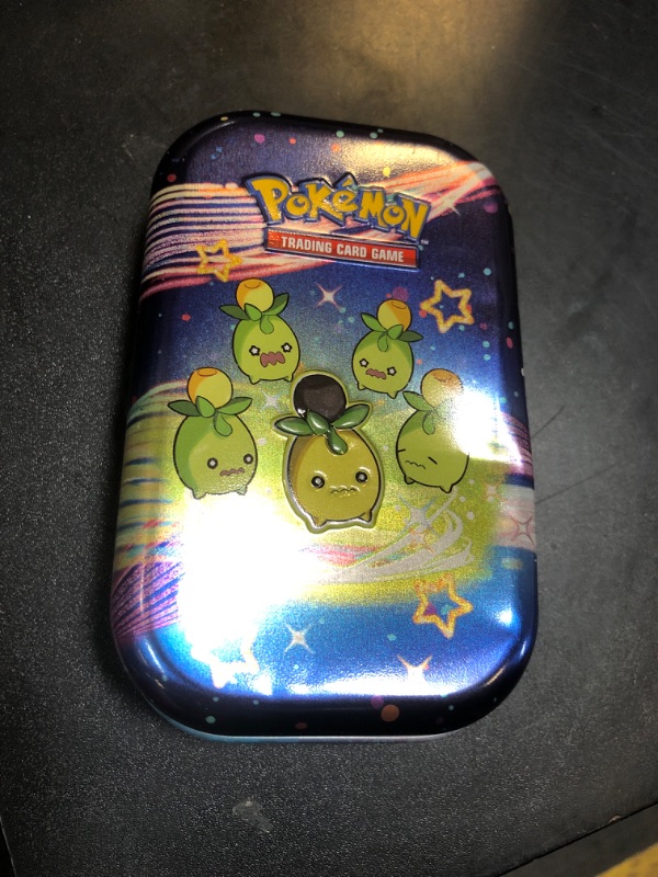 Photo 1 of Pokémon TCG - Scarlet & Violet - Paldean Fates Mini Tin (Maushold/Smoliv/Tinkatink/Finizen/Flamigo - 1x Random, Black