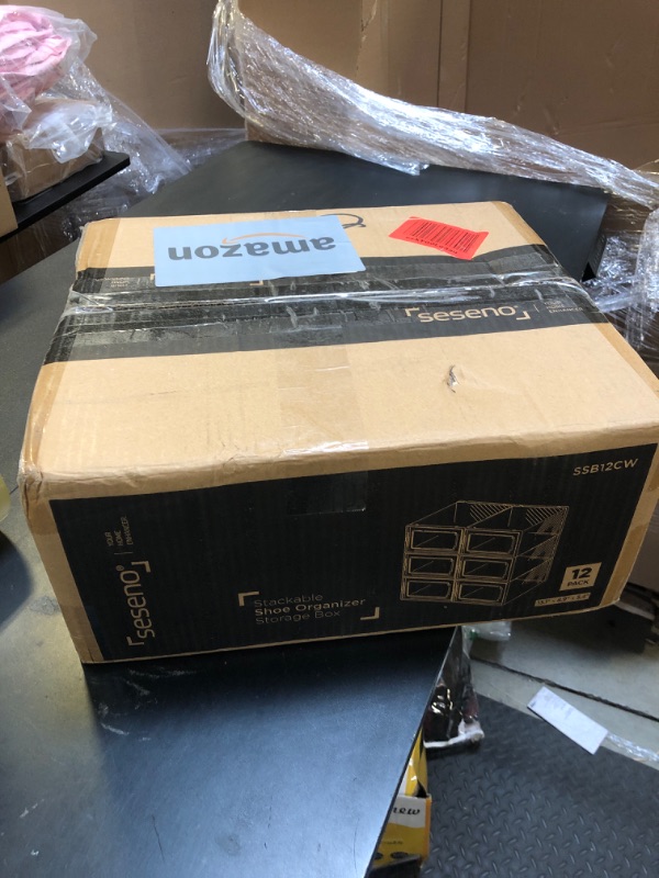 Photo 1 of Seseno 12 Pack Shoe Storage Boxes, Clear Plastic Stackable Shoe Organizer Bins, Drawer Type Front Opening Shoe Holder Containers