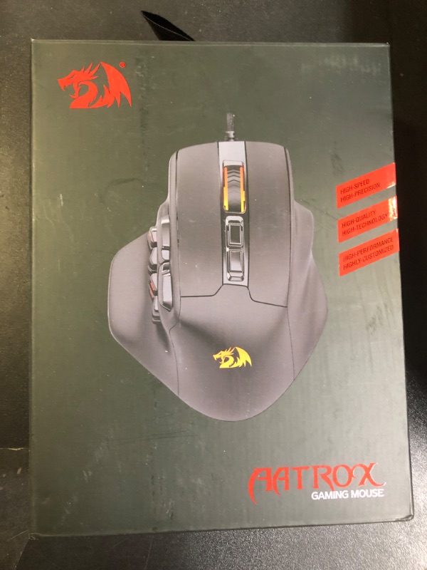 Photo 1 of Redragon M811 Aatrox MMO Gaming Mouse, 15 Programmable Buttons Wired RGB Mouse w/Ergonomic Natural Grip Build, 10 Side Macro Keys, Software Supports DIY Keybinds & Backlit